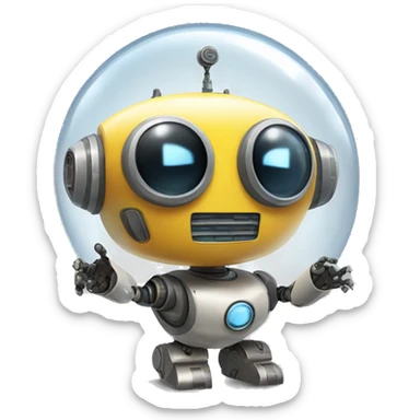 a friendly robot that says the text "paolo" in a bubble sticker