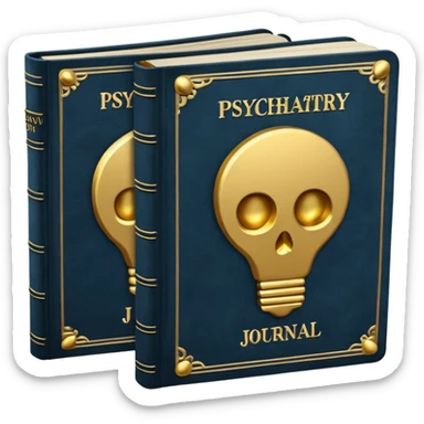 Psychiatry journal book, old book sticker