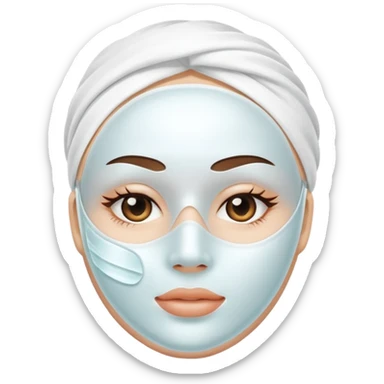 a white skincare beauty mask pack for face, without face, just only product sticker