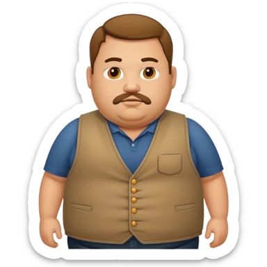 Fat man wearing a vest sticker