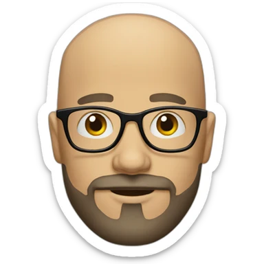 bald man in his thirties with a beard and mustache and glasses sticker