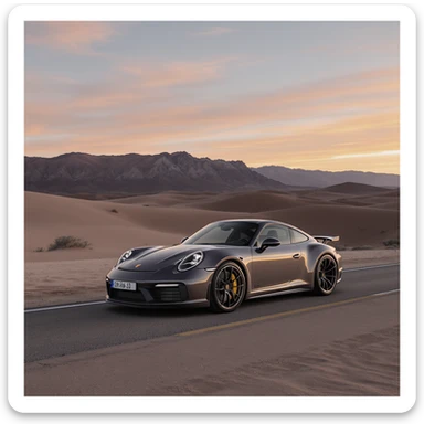 A modern desert mountain, wallpaper, modern, porsche 911, sunset sticker