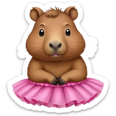 capybara wearing a pink tutu sticker