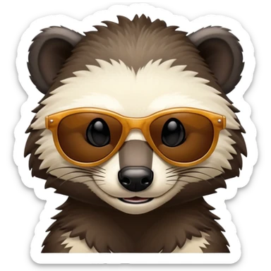 friendly anthropomorphised honey badger head and neck only, wearing sunglasses sticker
