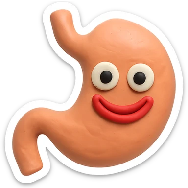 claymation style stomach with a playful look sticker