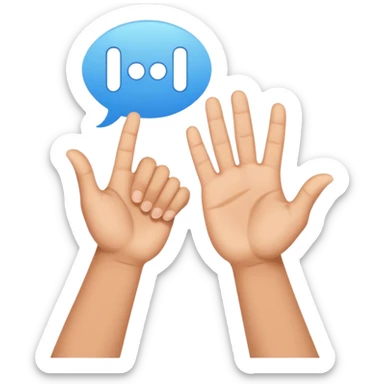 two hands forming a gesture in a speech bubble sticker