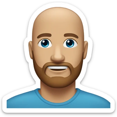 Bald headed tan skin man with blue eyes with thick brown beard sticker