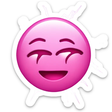 2 dimensional light pink smiley face with hot pink smile and hot pink lightning bolts for eyes sticker