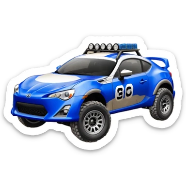 2013 scion fr-s ultramarine off road Baja dessert racer number 86with silver wheels  sticker