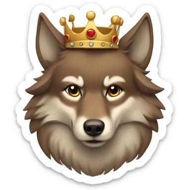brown wolf with crown sticker