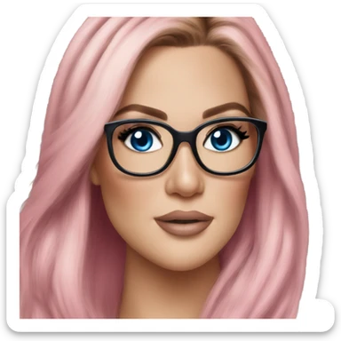 Photo Realistic khloe kardashian stylish pink hair BLUE eyes and glasses elegant  sticker
