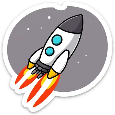 rocket ship product sticker