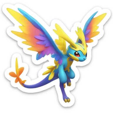 Colorful Neon Colors Flying Fakémon-Pokémon-Creature Full Body sticker