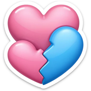 two hearts, one pink and one blue, side by side sticker