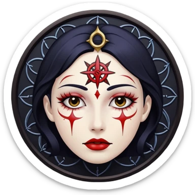 Occult mark painted on skin with dark oil, ritual sensuality sticker