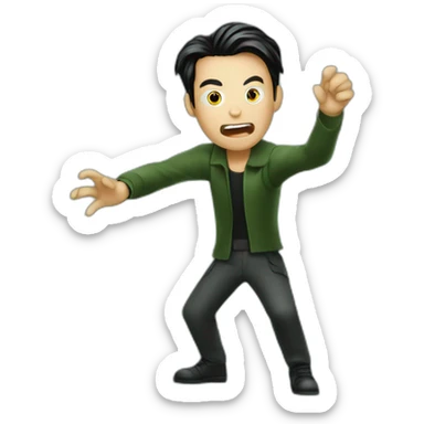 the matrix debugging maniac going crazy holding up a bugs sticker