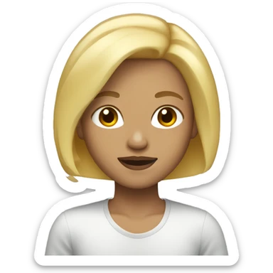 blond bob hair, light skin,  sticker