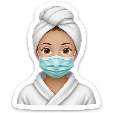 woman doing self care with face mask and towel sticker