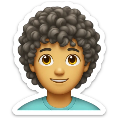 teenager boy with curly hair and mullet fade sticker