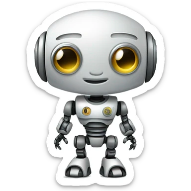 Cute robot with dollar coin eyes sticker