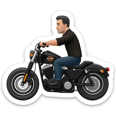 Black and Gray haired white guy riding Harley Davidson on angle sticker