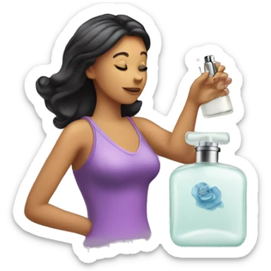 person spraying perfume sticker
