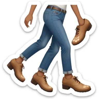 a shoe with a foot inside, stepping and showing a clear shoe print below. and leg







 sticker