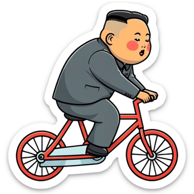 Kim Jong Un riding a bicycle from side view sticker