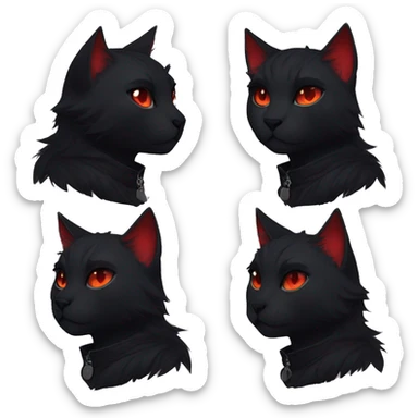 Anthro Edgy Cool Beautiful Black Cat-Fursona with Emo Hair-bangs with Red Streaks sticker