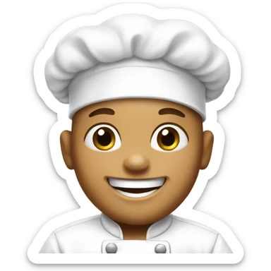 a white baby chef with big smile sticker