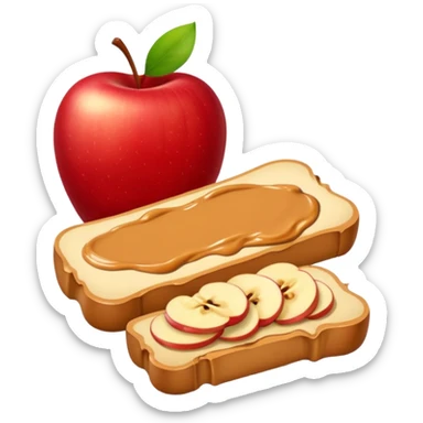 sliced apple with peanutbutter sticker