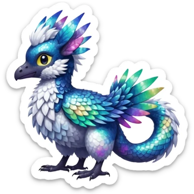 Randomly-colored gradients-colored cute fuzzy realistic glittery Randomly-faerie-drake-colored sparkly exotic drake-Silvally-Trico-Fakémon-creature sticker