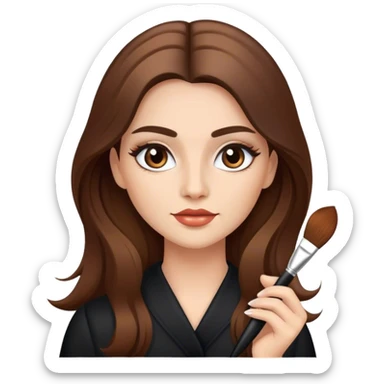 Makeup artist with brush long  hair sticker
