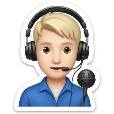 Man with gaming headset mic sticker