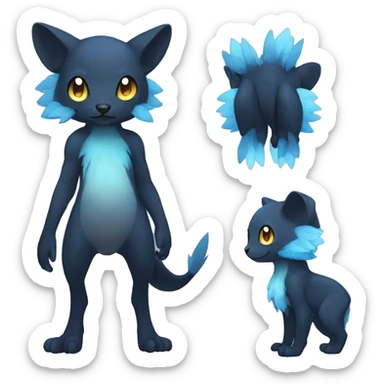 Cute cool black blie animal hybrid Fakemon full body sticker