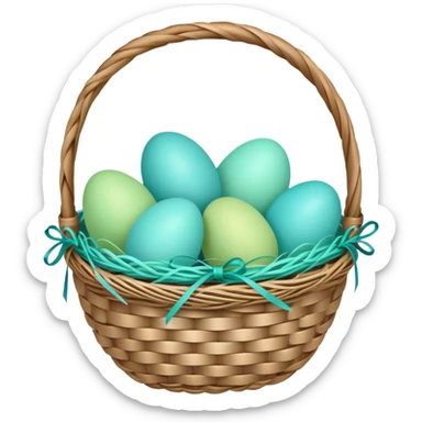 Easter basket with light green and turquoise eggs sticker