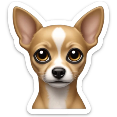 chihuahu color caqui with a white line in her head with full black eyes sticker