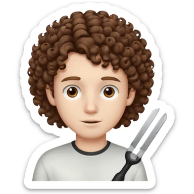 boy,  brown hair, curly hair, brown eyes, pale skin, , hair edger  sticker