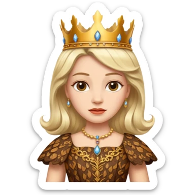 Queen wearing a bark-patterned dress sticker