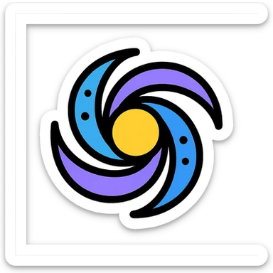 color outline icon of a galaxy with swirling spiral arms, blue and purple accents, bold outlines, modern and vibrant, no text sticker