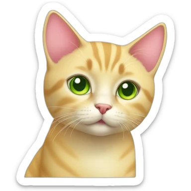 cute yellow shorthair cat with green eyes and pink nose sticker