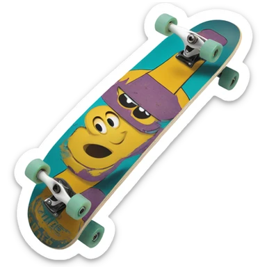 Bottom of skateboard three-quarter view sticker