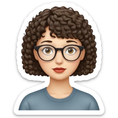 Gótica,cabelo cacheado curto com franja,branca e usa óculos  sticker