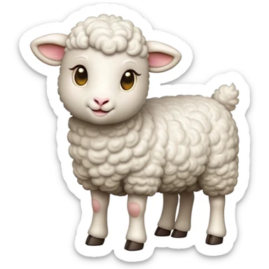 cinematic-[lamb]-realistic-full-body-standing-emoji,-tail-flicking-lazily,-head-tilted-dramatically,-curly-[white]-fur,-simplified-yet-realistic-focused-features,-highly-detailed,-glowing-with-an-almost-sarcastic-glow sticker