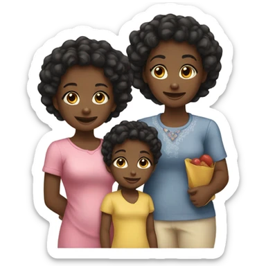 black family 2 girls toddlers sticker