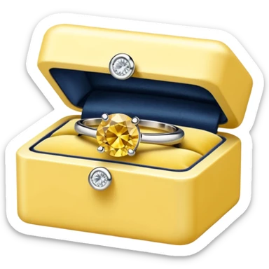 diamond ring in a pale yellow box  sticker