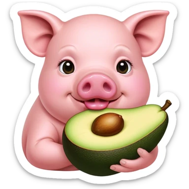 Pig eating avocado  sticker