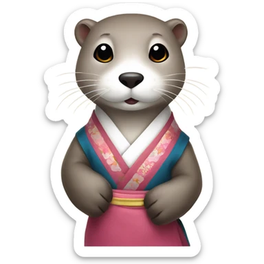 a otter face wearing traditional korean hanbok sticker