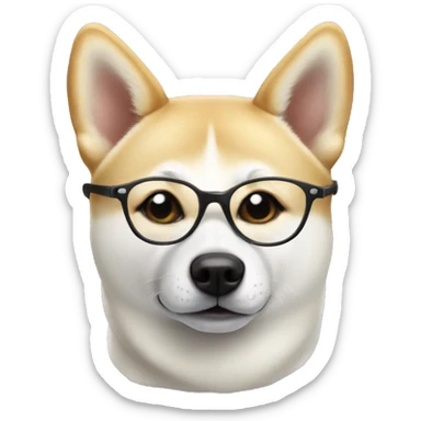 White shiba inu wearing glasses sticker