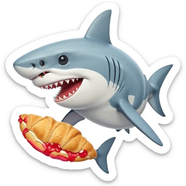 Shark eating a croissant  sticker